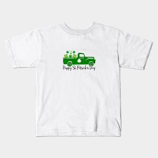 Happy st Patrick's day truck Four leaf clover Kids T-Shirt